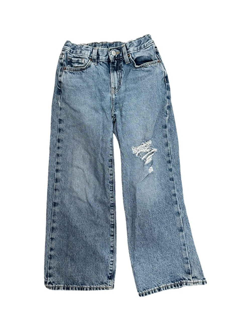 Old Navy Girls Size 8 Mid Rise Slouchy Straight Leg Distressed Jeans